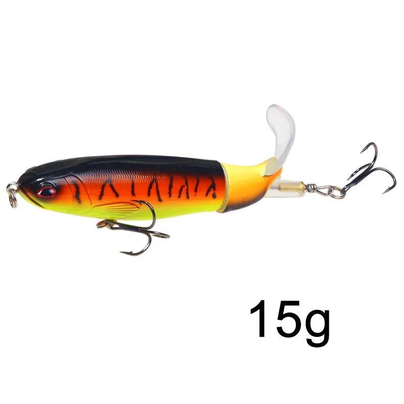 1 Pcs 10cm/14cm Topwater Whopper Popper Artificial Bait Hard popper Soft Rotating Tail Fishing Bait