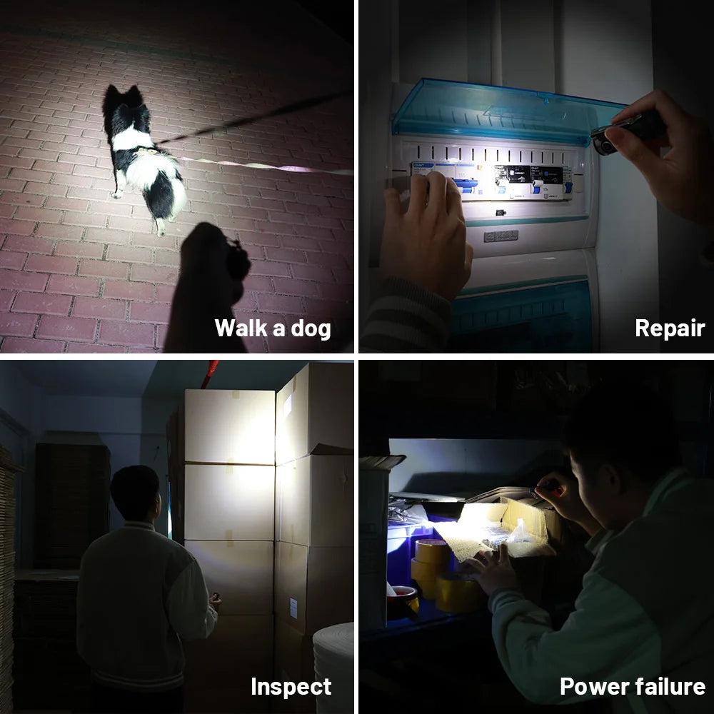 Mini Tactical 18350 Flashlight 6000K Keychain Emergency Torch