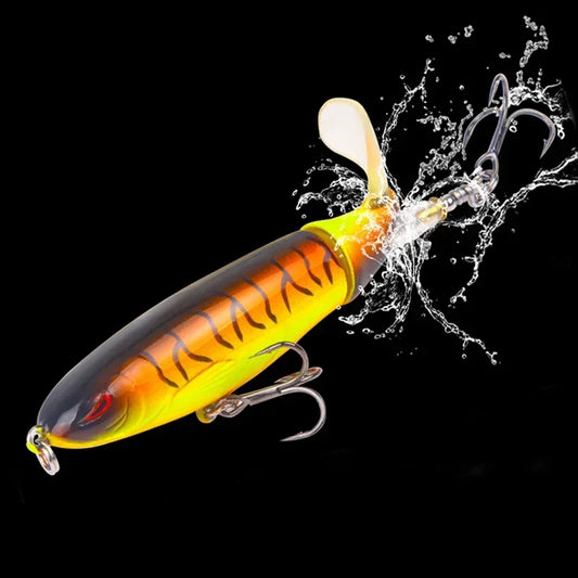 1 Pcs 10cm/14cm Topwater Whopper Popper Artificial Bait Hard popper Soft Rotating Tail Fishing Bait