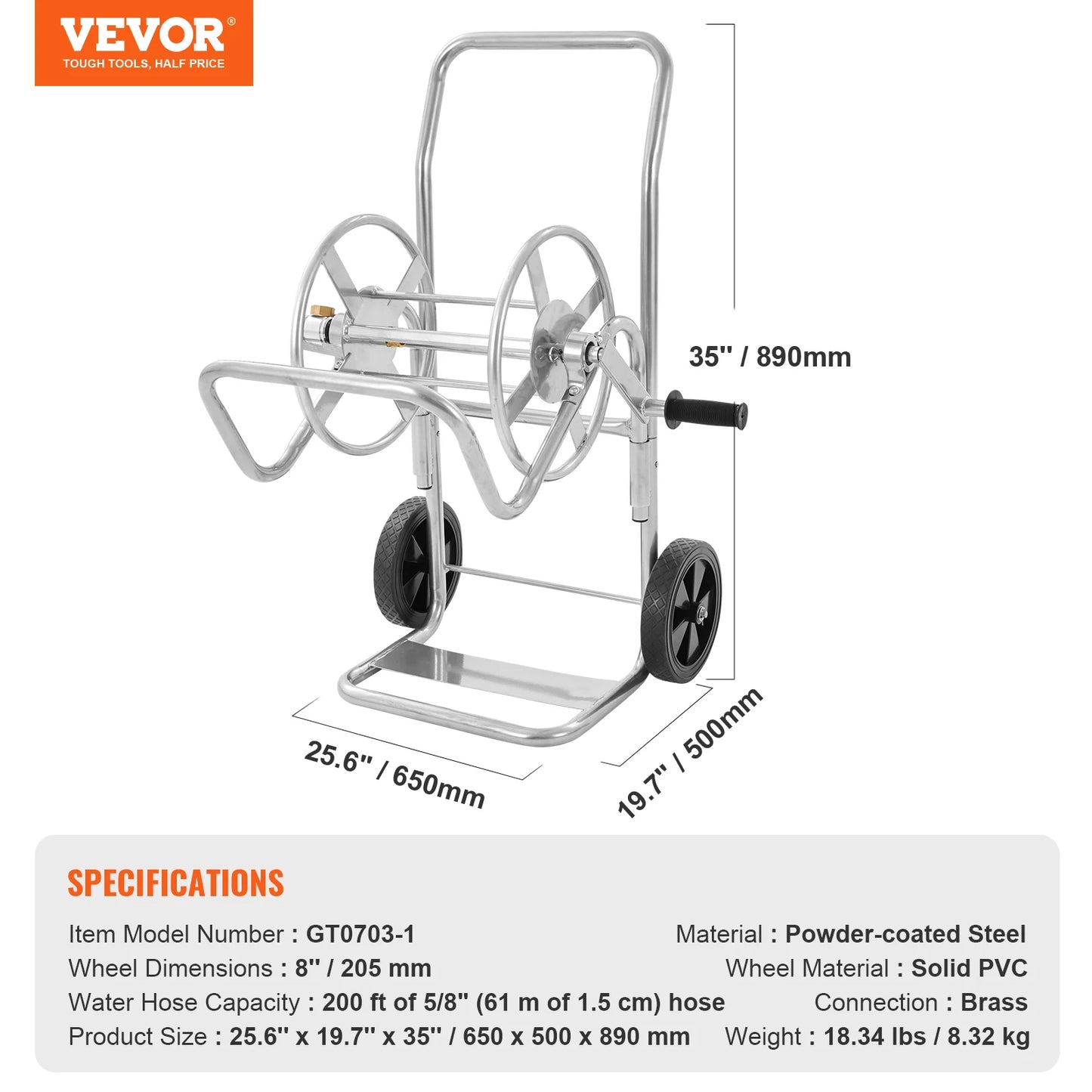 Hose Reel Cart 250ft Heavy Duty Garden Water Hose Cart