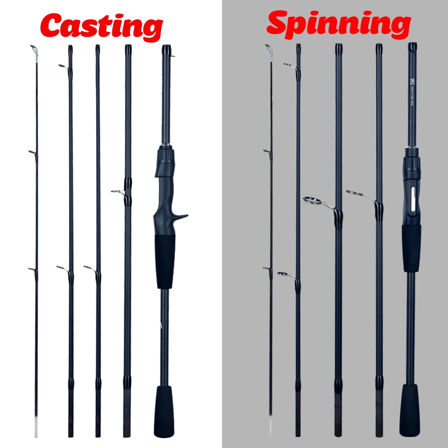 FLENHAI Spinning Baitcasting Travel Carbon Mini Fishing Rods 1.8~2.4m