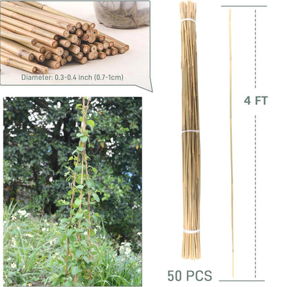 50pcs 4FT Bamboo Plant Stake Tomato Vegetables Beans Trees Potted Climbing Plants