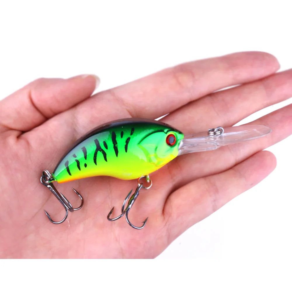 Fishing Lures Rock Crank Bait Crankbait Minnow  Bass Treble Hooks Big Tongue