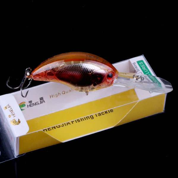 Fishing Lures Rock Crank Bait Crankbait Minnow  Bass Treble Hooks Big Tongue