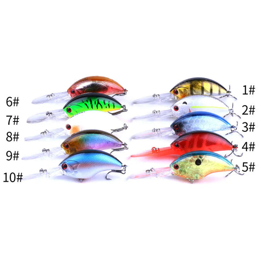 Fishing Lures Rock Crank Bait Crankbait Minnow  Bass Treble Hooks Big Tongue