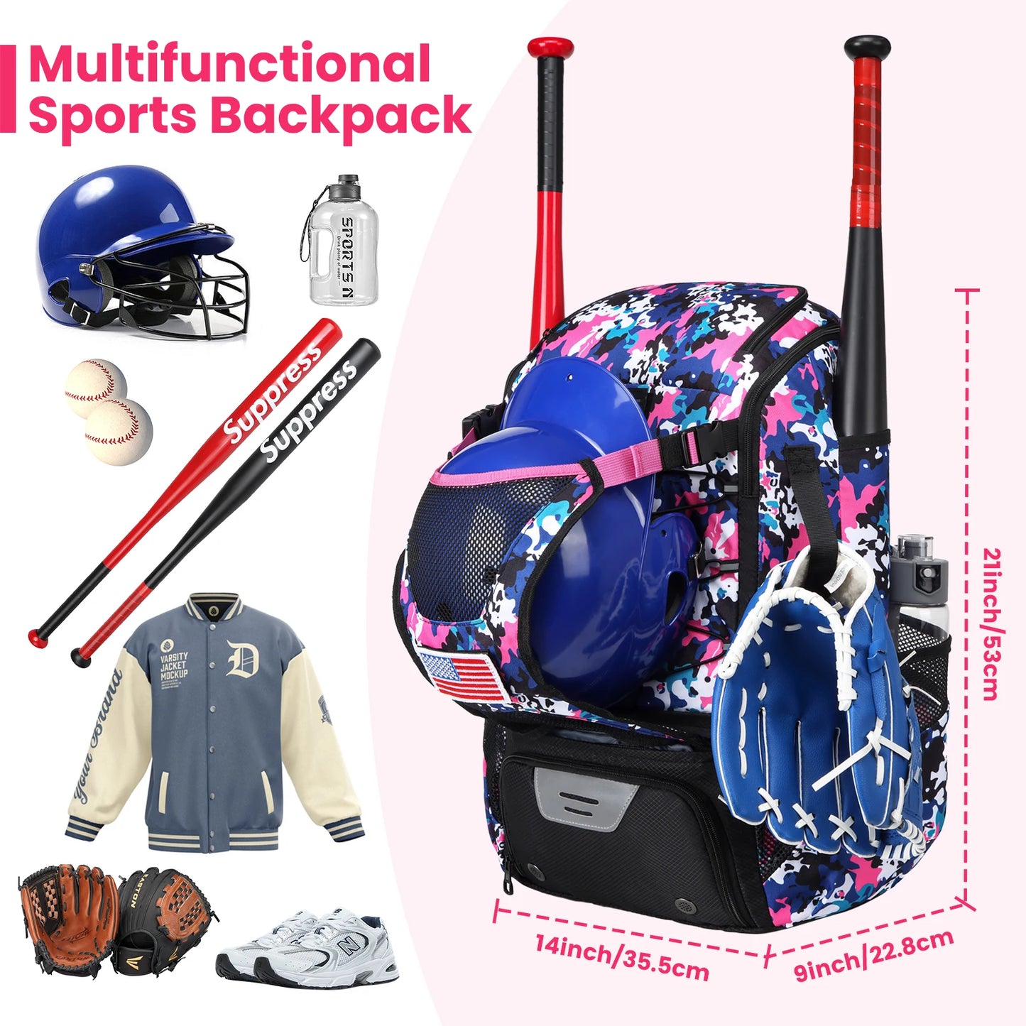 Baseball Equipment Bag Baseball Backpack Large Capacity Sport Baseball Backpack