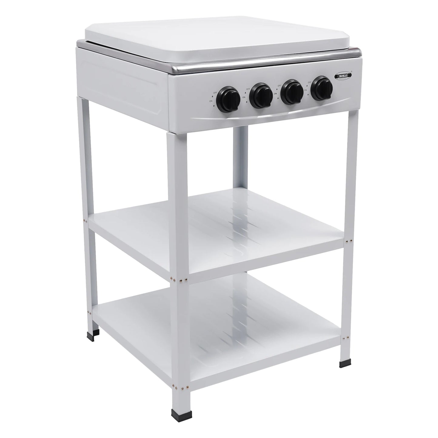 4 Burners Gas Stove Propane Removable Smokeless Barbecue W/Movable Storage Bracket