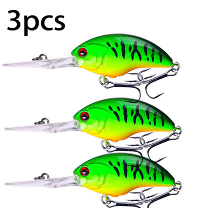 Fishing Lures Rock Crank Bait Crankbait Minnow  Bass Treble Hooks Big Tongue