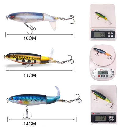 1 Pcs 10cm/14cm Topwater  Whopper Popper Artificial Bait Hard popper Soft Rotating Tail Fishing  Bait