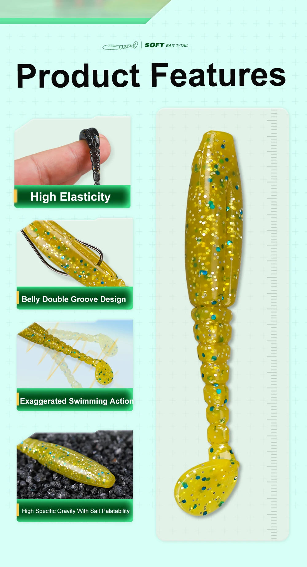Long Thread T Tail Soft Plastic Worm Fishing Lure Artificial Soft Silicon
