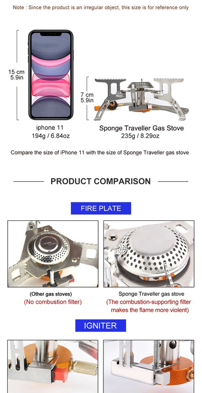 Camping Gas Stove Portable Folding Outdoor Backpacking Stove 3500W