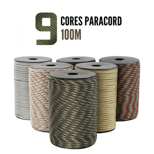 100M 550 Military Standard 9-Core Paracord Rope 4mm Outdoor Parachute Cord