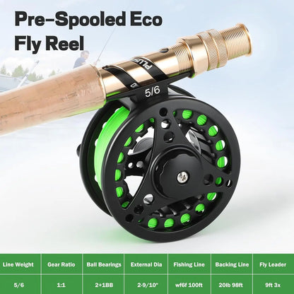 4-Piece Lightweight Graphite Fly Fishing Rod and Reel Combo