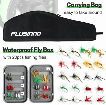 4-Piece Lightweight Graphite Fly Fishing Rod and Reel Combo