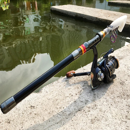 Spinning Fishing Rod and Reel Combo 1.8-3.6m Carbon Fiber Sea Pole and 5.2:1 Gear Ratio