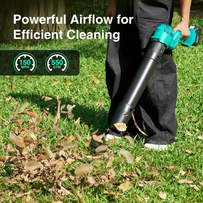 TaskStar Electric Leaf Blower 550CFM 150MPH Brushed Motor 5-Speed Rotating Head Airblower For Lawn Garden 4.0Ah Battery Powered