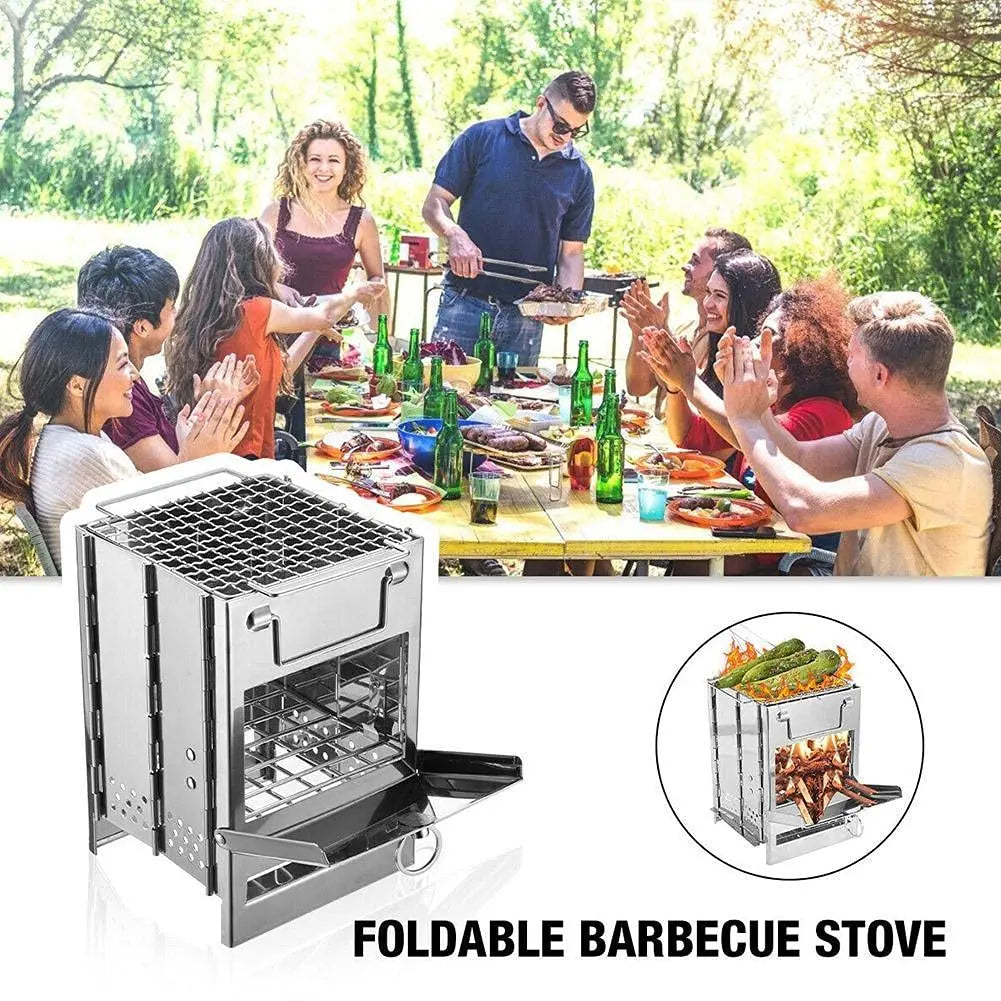 Camping Wood Burning Stove Portable Folding Camp Stove Collapsible Stove Campfire Stove for Outdoor Cooking Picnic Hiking BBQ