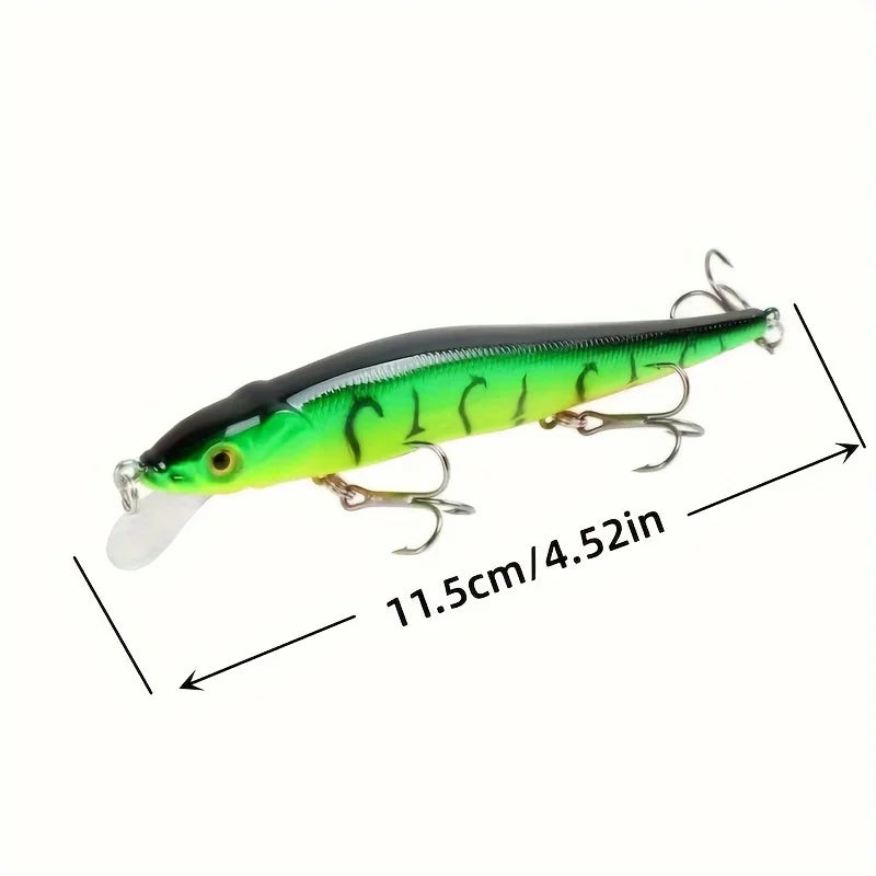 1pc 4.52inch/0.49oz Plastic Simulation Lure, Minnow Hard Bait With 3 Treble Hooks