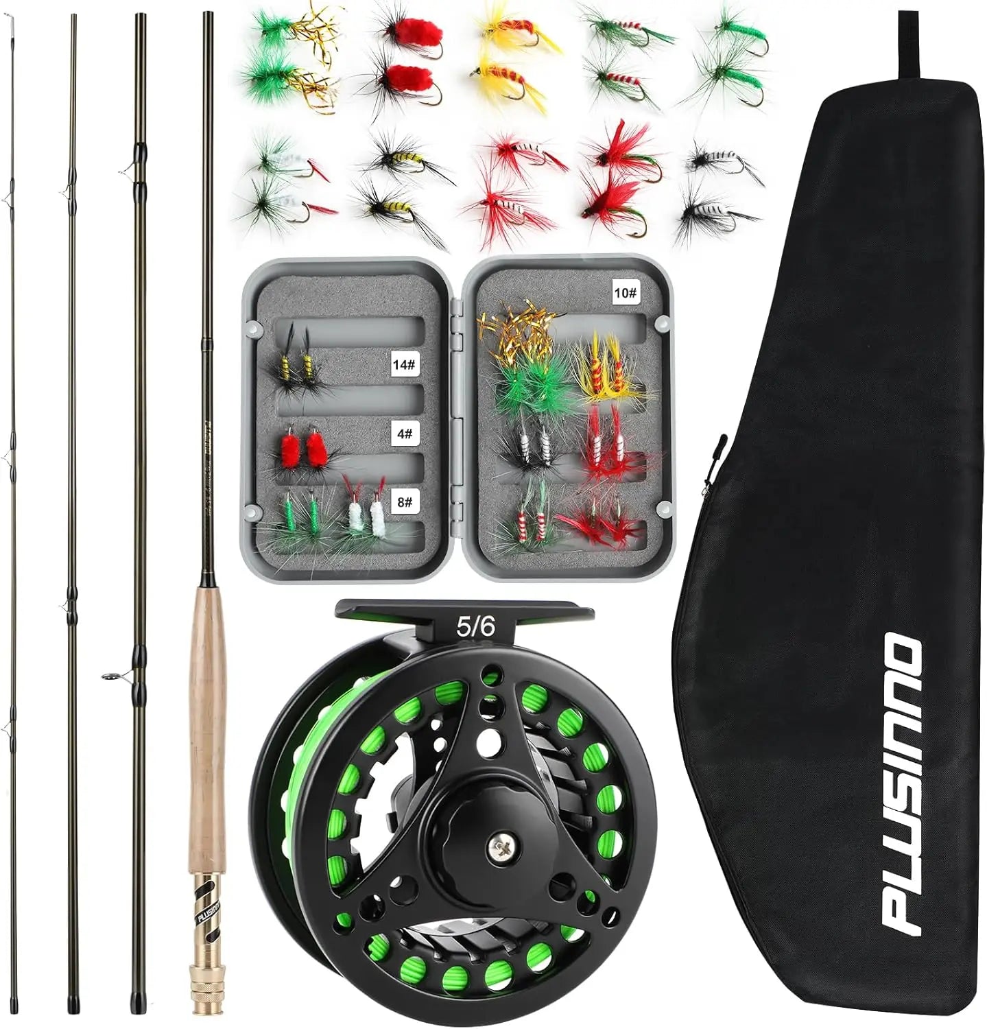 4-Piece Lightweight Graphite Fly Fishing Rod and Reel Combo