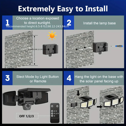 (1/2/3 Pack) 3-Head Solar Outdoor Light, Motion Sensor Security Light