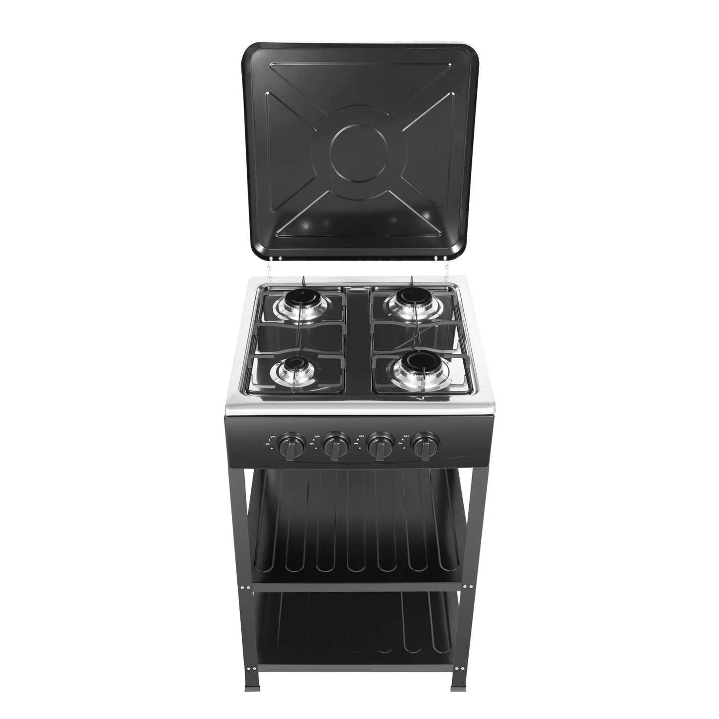 4 Burners Gas Stove Propane Removable Smokeless Barbecue W/Movable Storage Bracket