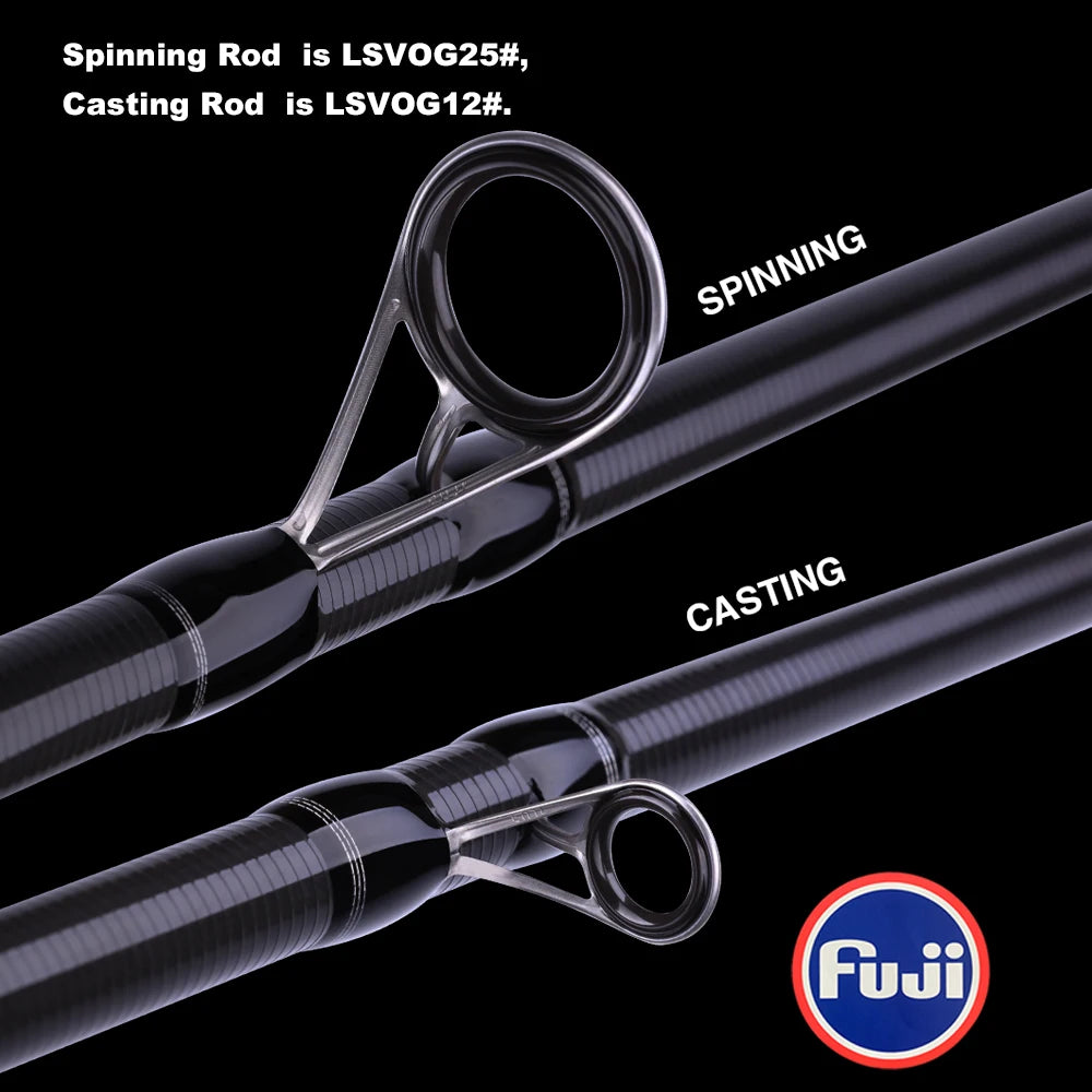 Fishing Rod 1.8m 2.4m 3.0m30T Carbon Spinning Baitcasting FUJI Guide