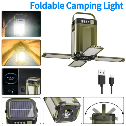Foldable Camping Light Power Bank Rechargeable Lantern Solar Camping Lantern LED