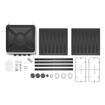 4 Burners Gas Stove Propane Removable Smokeless Barbecue W/Movable Storage Bracket