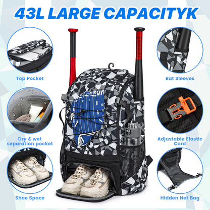 Baseball Equipment Bag Baseball Backpack Large Capacity Sport Baseball Backpack