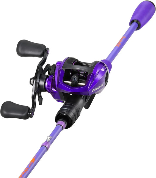 Low Profile Baitcast Reel and Rod Combo, IM6 Graphite 2-Piece, Stainless Steel Guides with Ceramic Rings