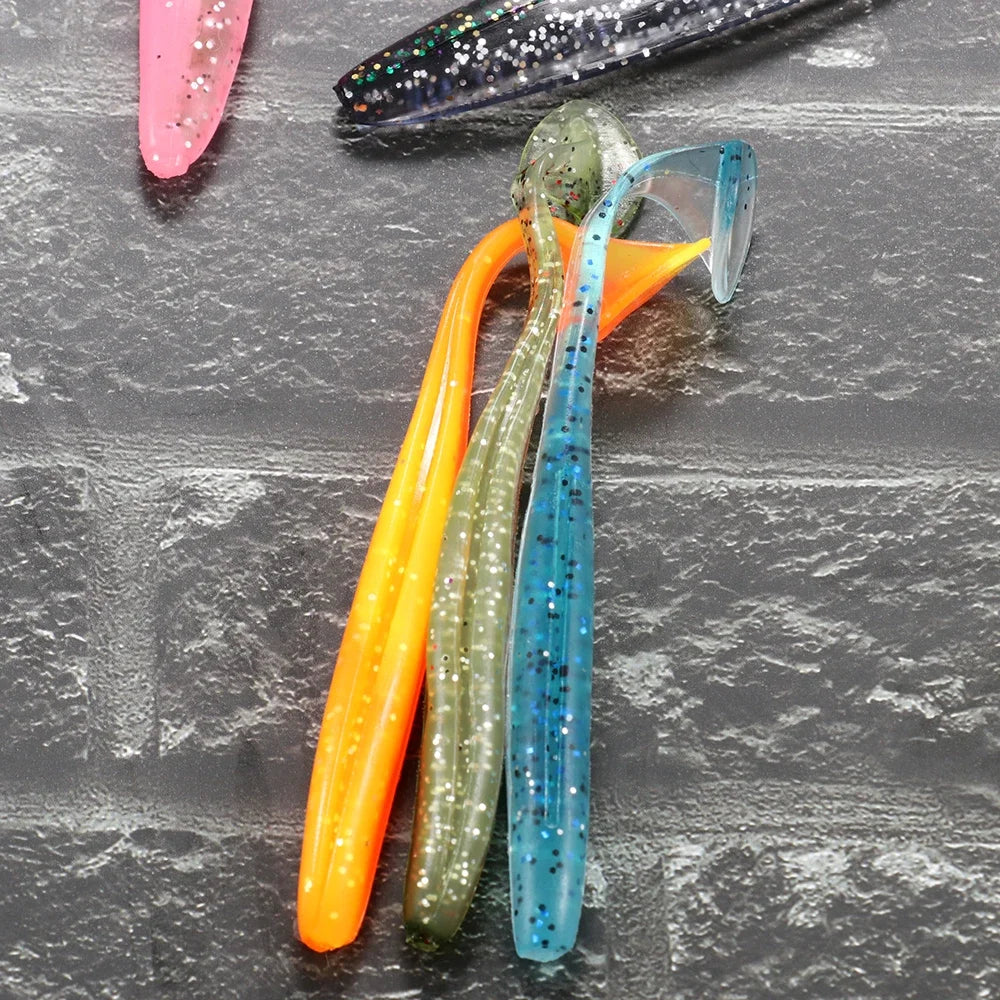 10PCS 5.5cm 7cm 10cm T Tail Worm 3PCS Jigging Head Hook 3g 5g 10g