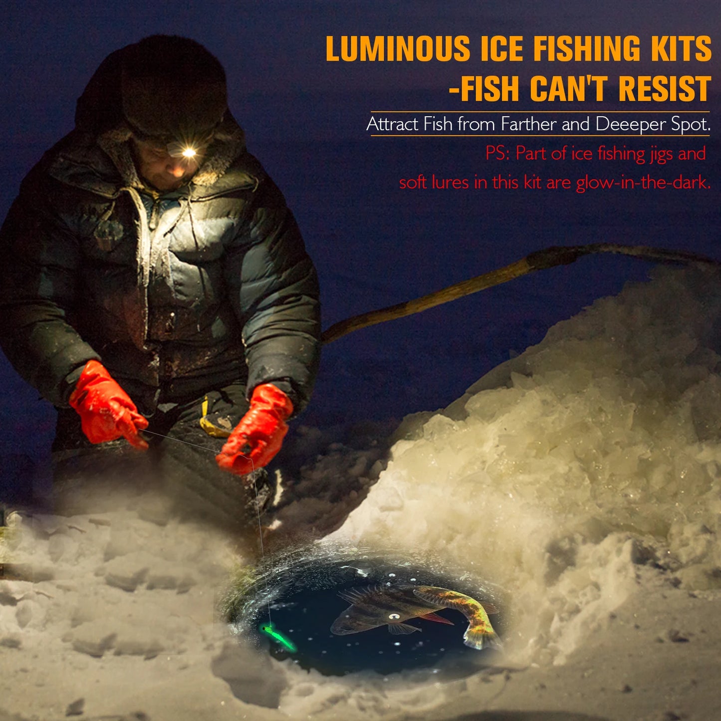 45pcs  Ice Fishing Jigs Ice Fishing Lures Walleye Fishing Lures Crappie Jigs