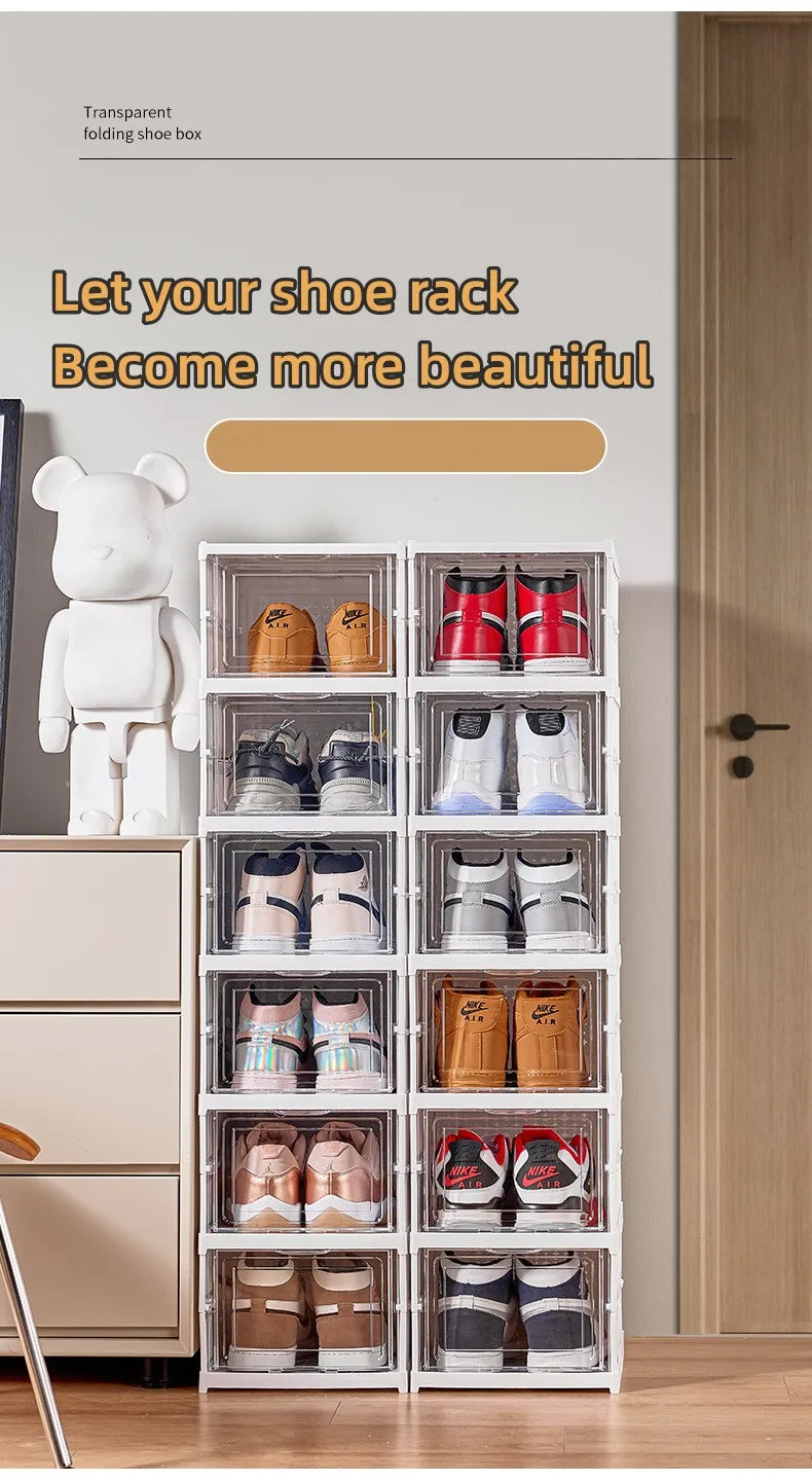 6 Layers Shoes Box Foldable Transparent Sneaker Shoe Storage