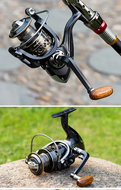 Spinning Fishing Rod and Reel Combo 1.8-3.6m Carbon Fiber Sea Pole and 5.2:1 Gear Ratio