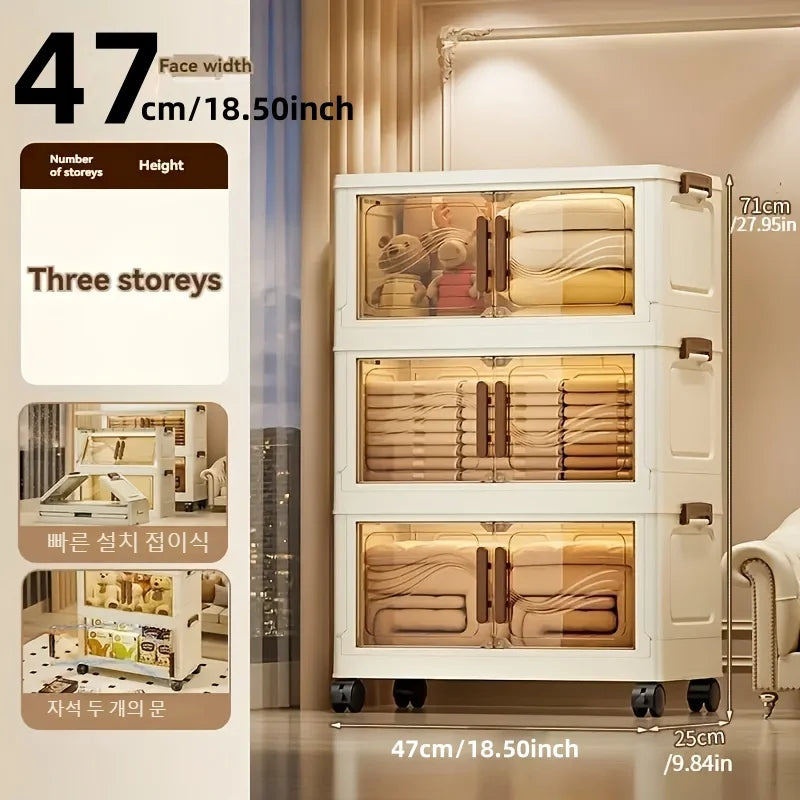 Foldable Storage Box with Clear Door - Spacious, Durable, and Easy-to-Assemble