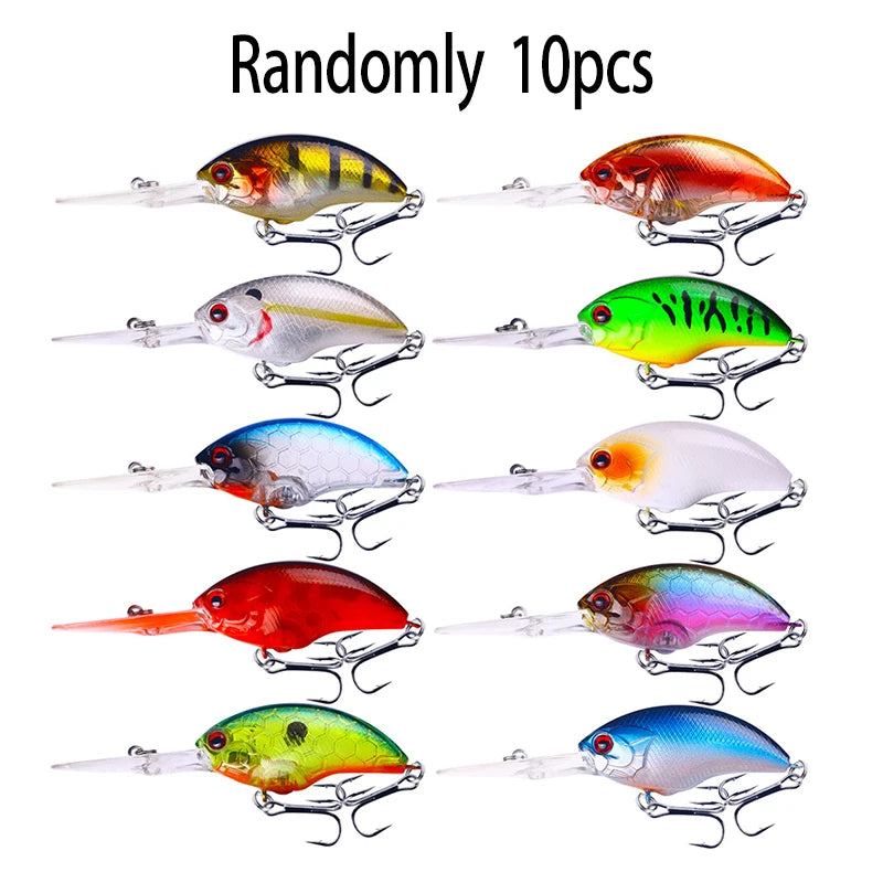 Fishing Lures Rock Crank Bait Crankbait Minnow  Bass Treble Hooks Big Tongue