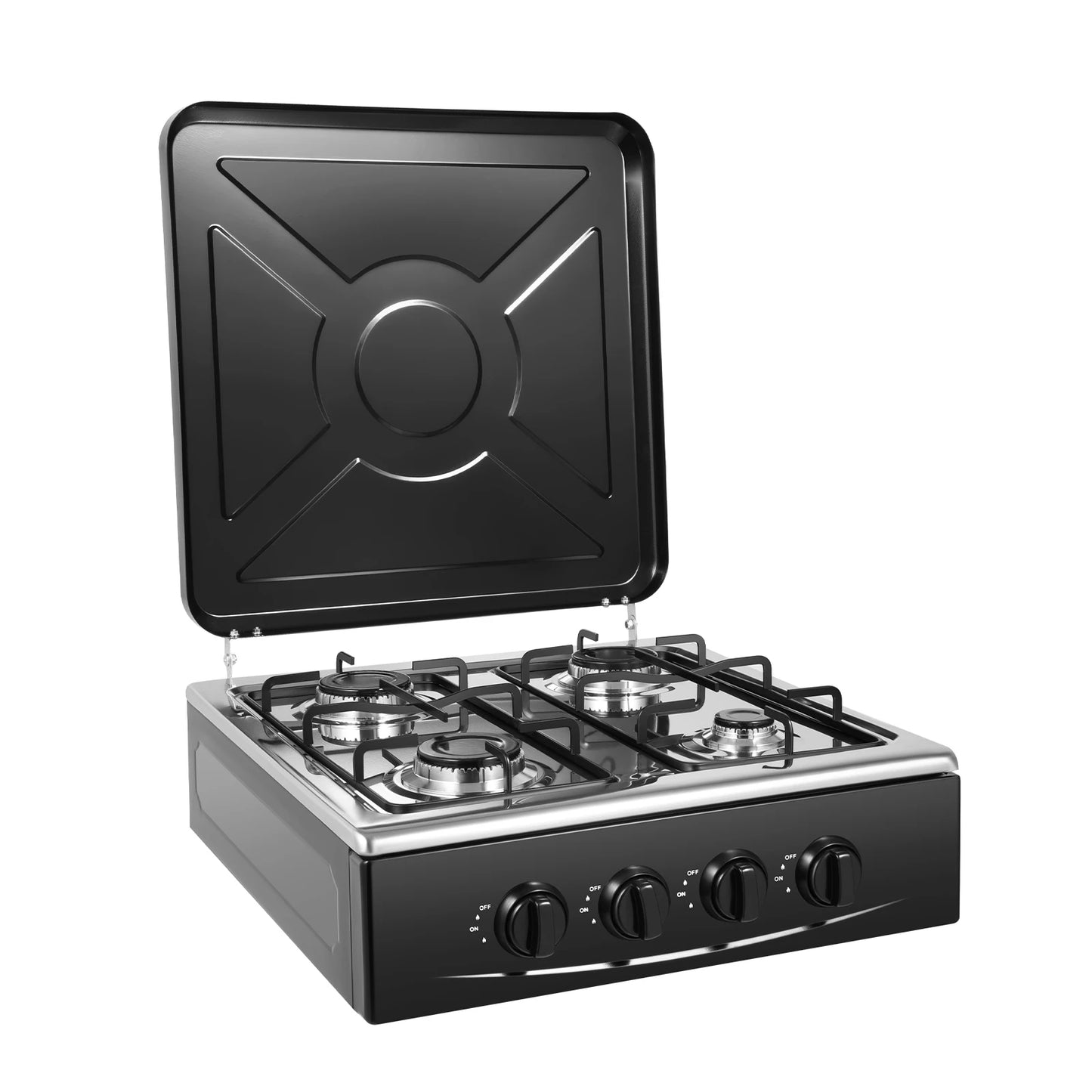 4 Burners Gas Stove Propane Removable Smokeless Barbecue W/Movable Storage Bracket