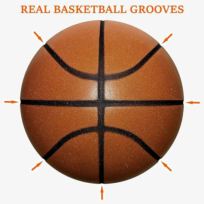 Silent Basketball Size 7#(29.5")6#/5# Indoor Grooved Airless Foam Basketball Quiet Dribbling