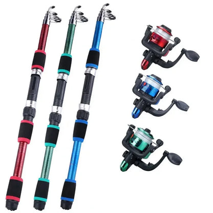 Fishing Pole Set Full Kits With Telescopic Fishing Rod And Spinning Reel Baits