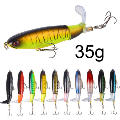 1 Pcs 10cm/14cm Topwater  Whopper Popper Artificial Bait Hard popper Soft Rotating Tail Fishing  Bait