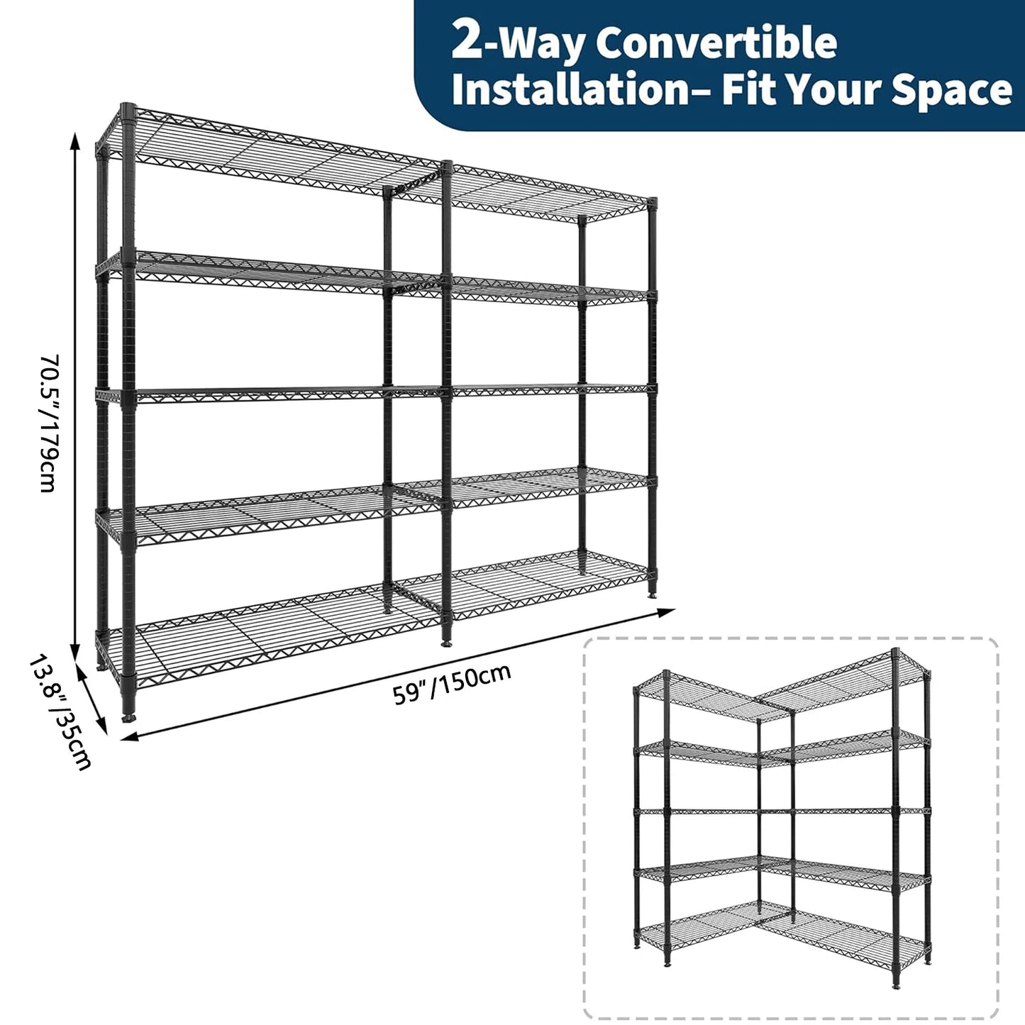 Heavy Duty Storage Shelves 4/5 Tiers Metal Adjustable