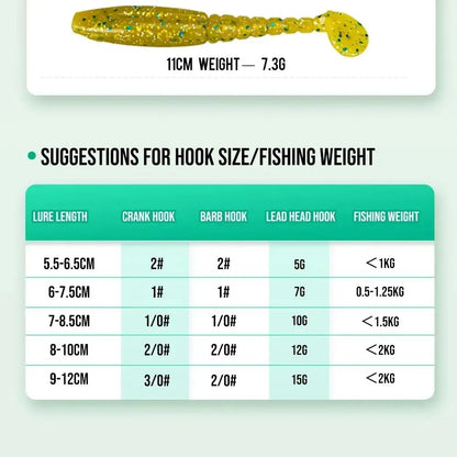 Long Thread T Tail Soft Plastic Worm Fishing Lure Artificial Soft Silicon