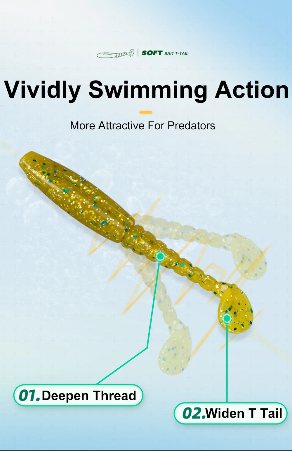 Long Thread T Tail Soft Plastic Worm Fishing Lure Artificial Soft Silicon