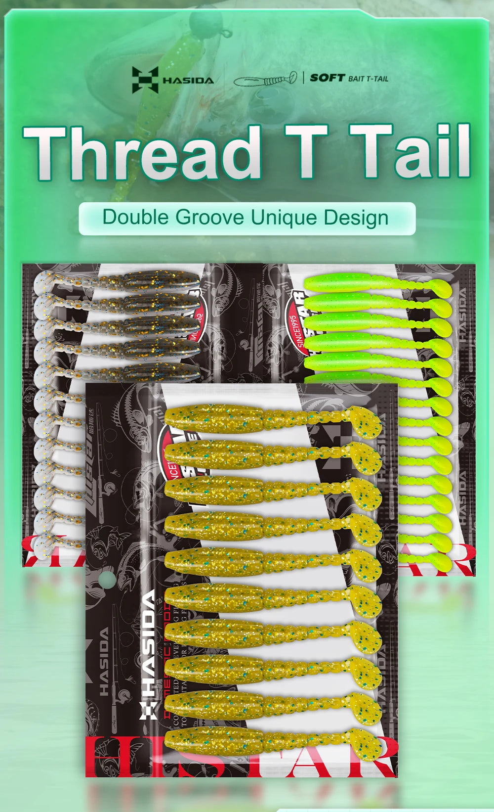 Long Thread T Tail Soft Plastic Worm Fishing Lure Artificial Soft Silicon