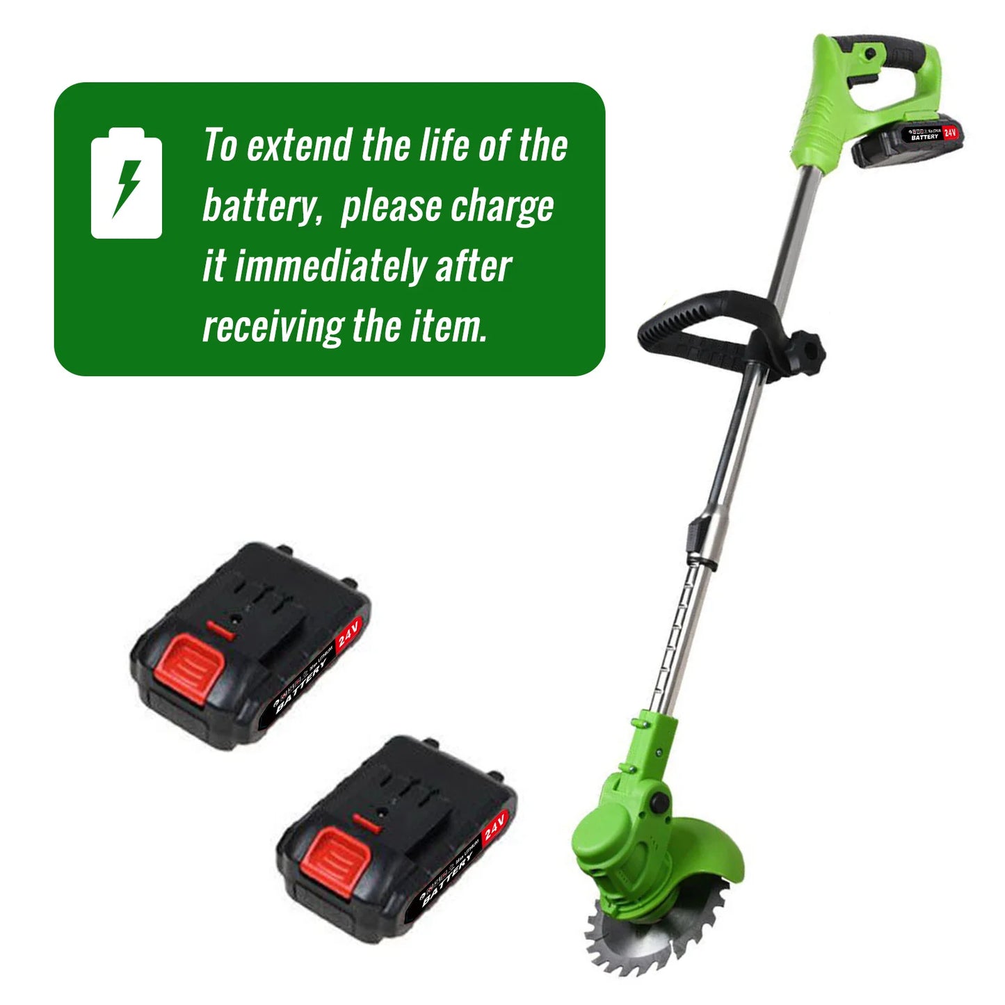 2-in-1 Cordless String Grass Trimmer Cutter Fast Charger With 2 x Batteries