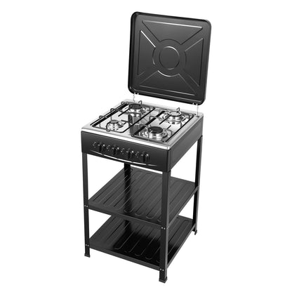 4 Burners Gas Stove Propane Removable Smokeless Barbecue W/Movable Storage Bracket