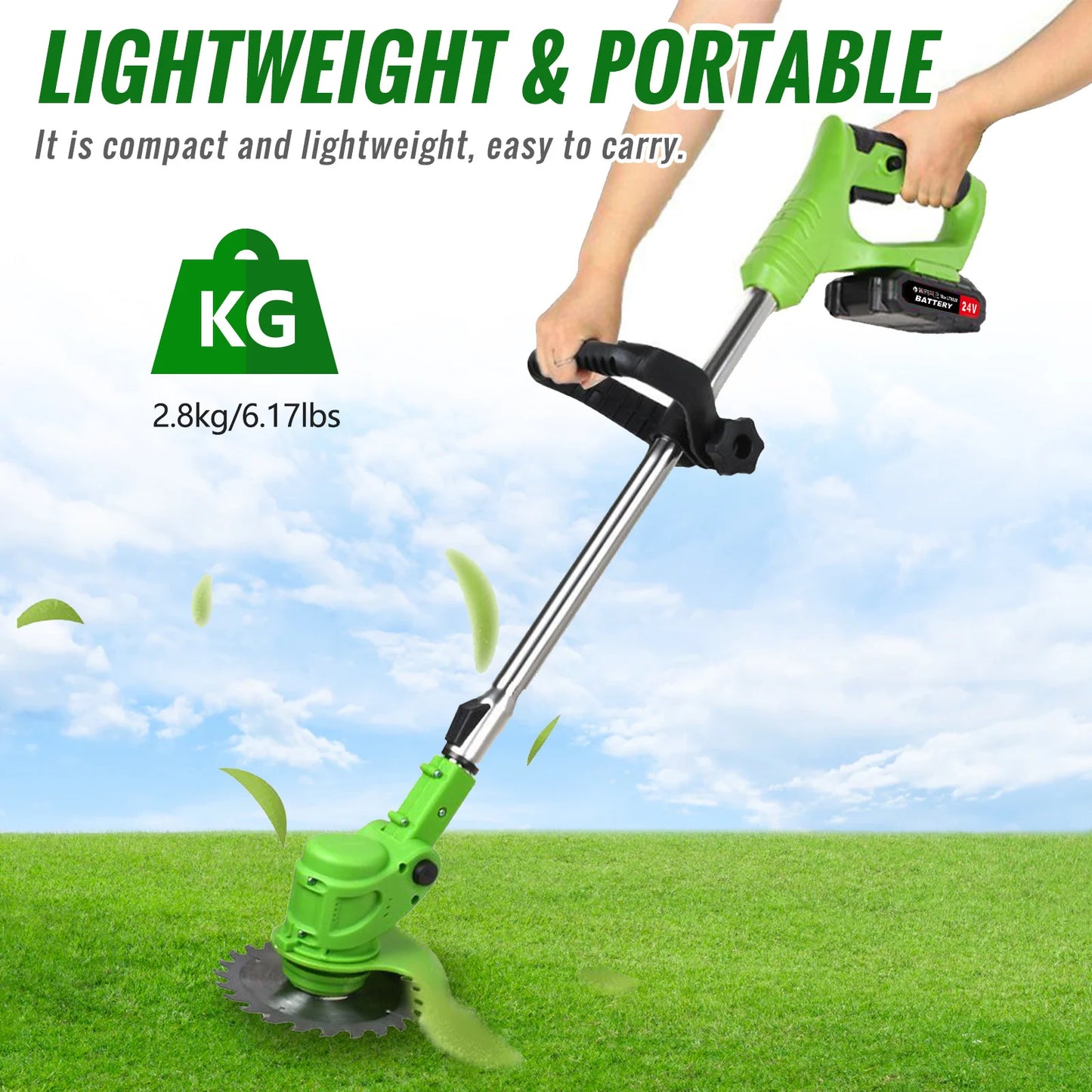 2-in-1 Cordless String Grass Trimmer Cutter Fast Charger With 2 x Batteries