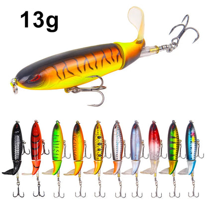 1 Pcs 10cm/14cm Topwater  Whopper Popper Artificial Bait Hard popper Soft Rotating Tail Fishing  Bait
