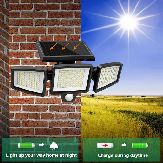 (1/2/3 Pack) 3-Head Solar Outdoor Light, Motion Sensor Security Light