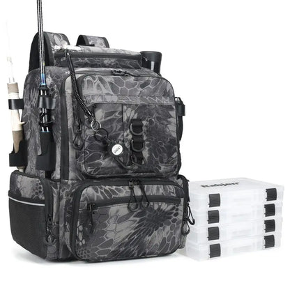 Fishing Tackle Backpack, 45L Storage Waterproof Travel Bag with Insulated Top Pocket